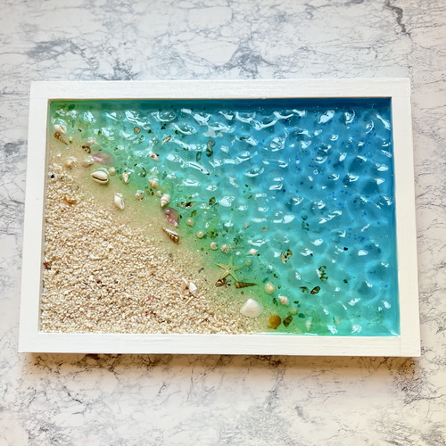 オーダー品 波紋アートパネル 古宇利島 グラデーション 海 レジン