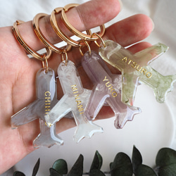 両面文字入可 全5色【くすみマーブル】名入れ キーホルダー プチギフト