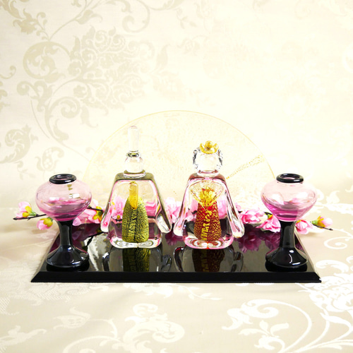 本金箔のガラスのお雛様☆飾りオプション色々ある雛人形（ひな人形