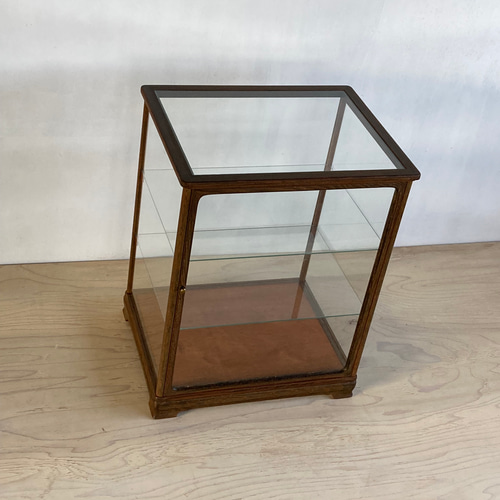 古い木製ガラスケース 3段 卓上 ショーケース 棚・シェルフ・ラック n