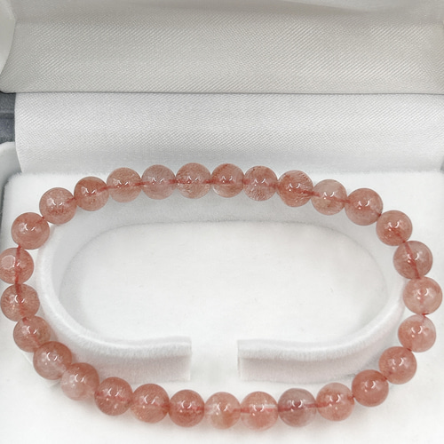 カザフスタン産ストロベリークォーツブレス 鑑定書付き ブレスレット