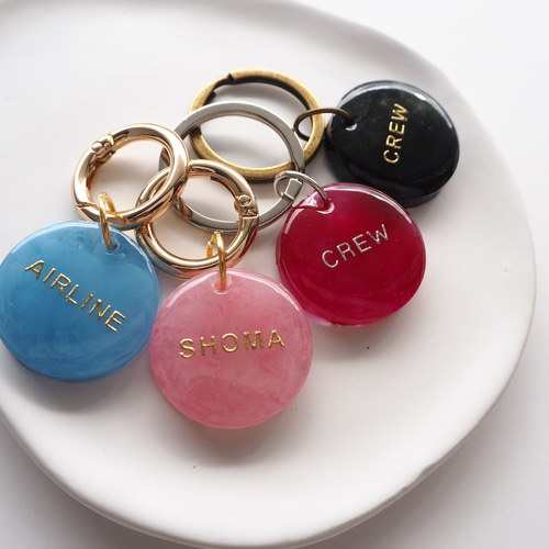 全5色【ビビッド×マーブルM】名入れ レジン キーホルダー オーダー