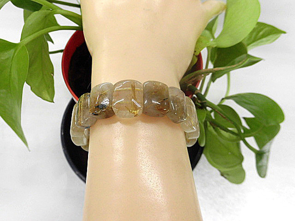 天然石 金針ルチルクォーツ バングル 内周17.5cm 230908334 バングル