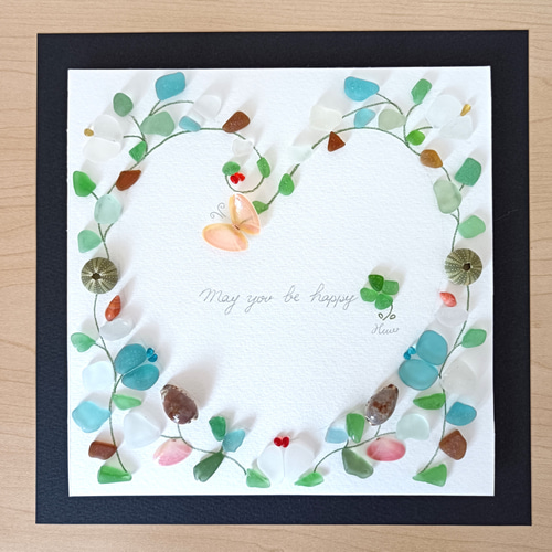 シーグラスアート（ハート/ハッピー/ボックスフレーム付） その他