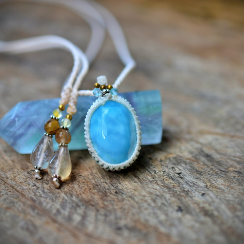 夢見ごこち☆ラリマー マクラメネックレス1191 ネックレス・ペンダント