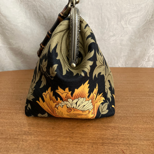 ウィリアムモリス アネモネ バンブー がま口 バッグ ハンドメイド 和装