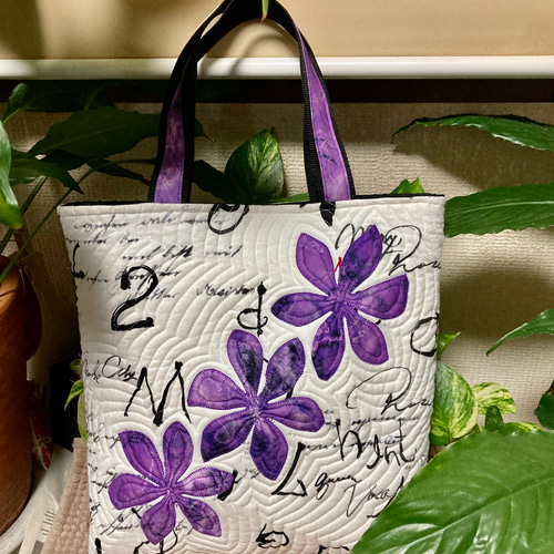ハワイアンキルトバッグ パッチワーク モンステラ プルメリア トート
