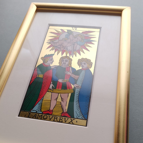 額装品】マルセイユタロット 6番【VI LAMOVREVX】模写 T006-g 版画