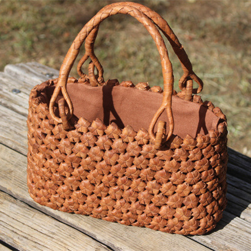 99014六角花結び編み 山葡萄 かごバッグ やまぶどう 山ぶどう カゴ