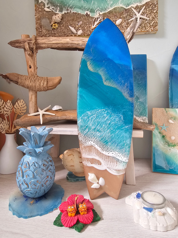 海を感じるインテリア サーフボード型 オーシャンアート Lsize No.3