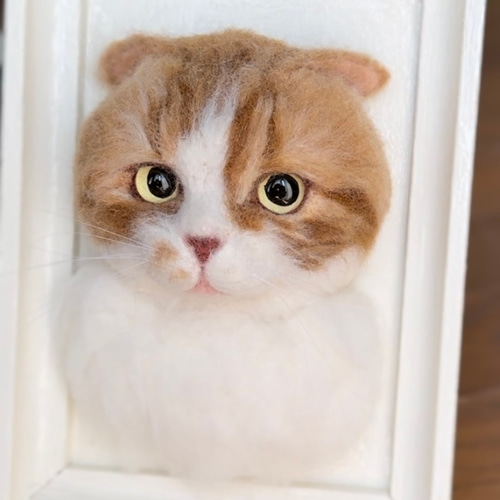 羊毛フェルト猫》 #猫(ねこ)羊毛フェルト オーダー フレームキャット