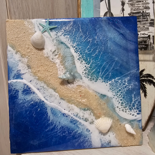 海を感じるインテリア 海 レジン アート ディープブルーグラデーション