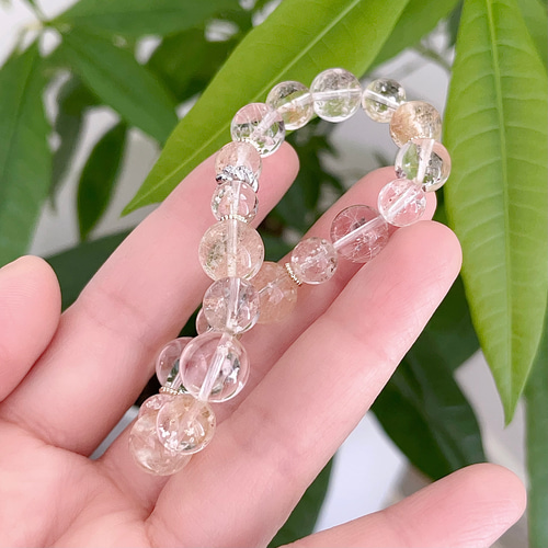 天然無処理 ピンク&ゴールド ガーデンルチルクォーツ ブレスレット