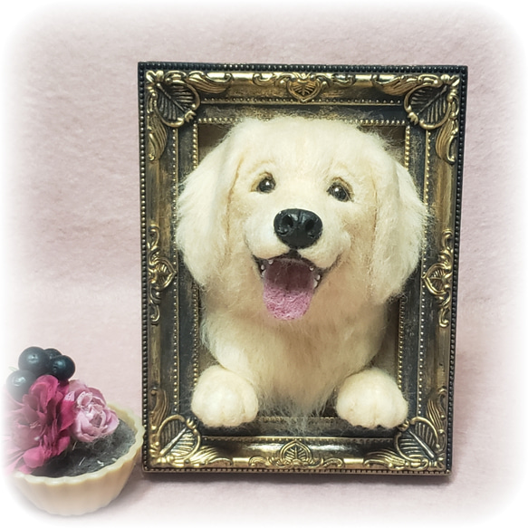 羊毛フェルト オーダー 「リアルで可愛いワンちゃん」額飾り うちの子