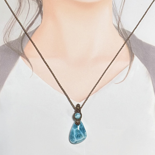 心深癒』高品質ラリマーのマクラメペンダントネックレス ネックレス