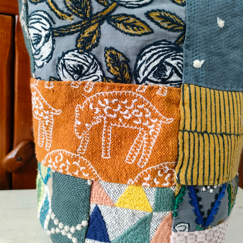 ミナペルホネンハギレのパッチワーク冬物バケツトートbag トート