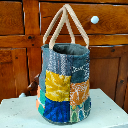 ミナペルホネンハギレのパッチワーク冬物バケツトートbag トート