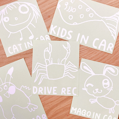子供の絵をステッカーに 】オーダー こどもえ キッズインカー