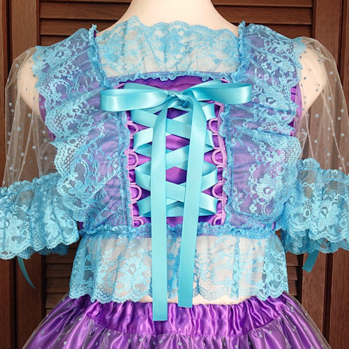 アイドル衣装 パープル×水色 編み上げリボン オリジナル ハンドメイド