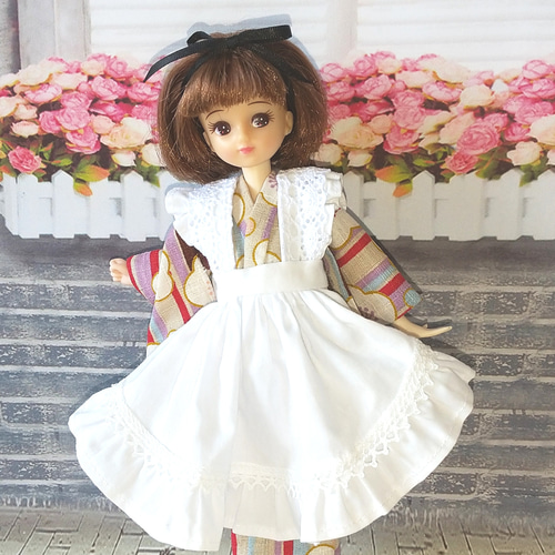 送料無料】22cmドール レトロカフェのエプロンセット(赤) リカちゃん