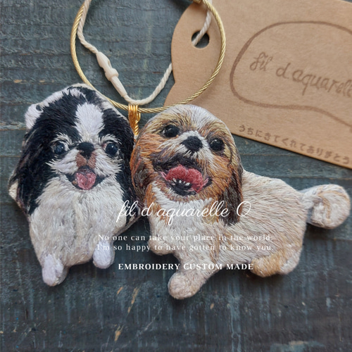 手刺繍【全身刺繍】オーダーメイドうちの子キーリング・ブローチ