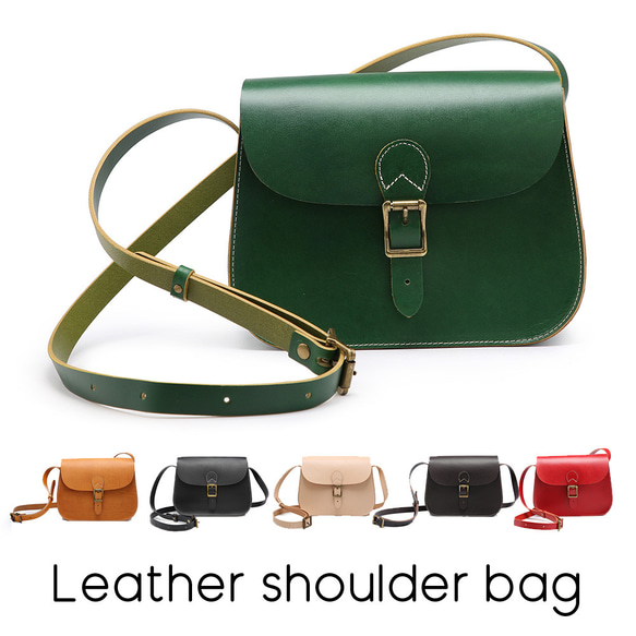 ショルダーバッグ 本革 ヌメ革 斜めがけ 背面ポケット付き レディース