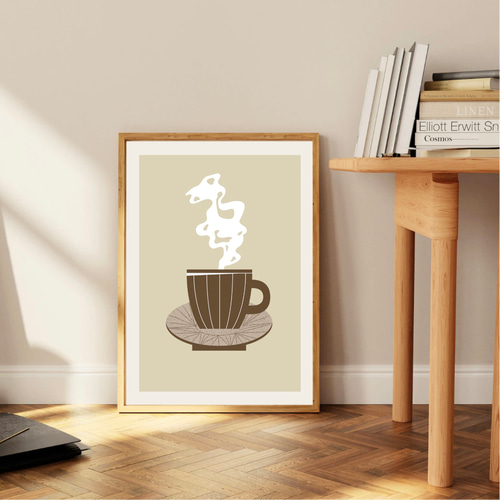 北欧 風 インテリア アート ポスター【 Tea time 】ブラウン :/ 054