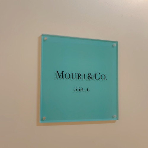 海外ハイブランド保存箱調アクリル表札《ミントグリーン》＊透明4辺