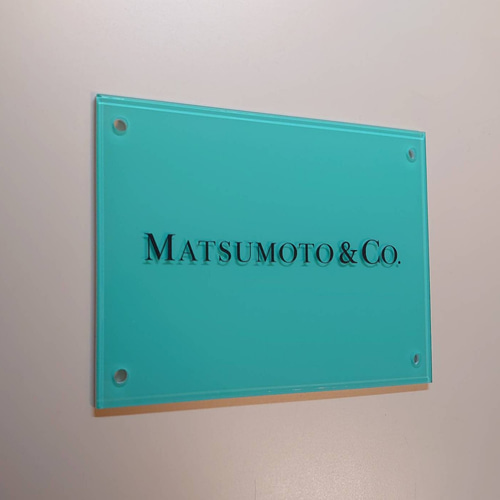 海外ハイブランド保存箱調アクリル表札《ミントグリーン》＊透明4辺