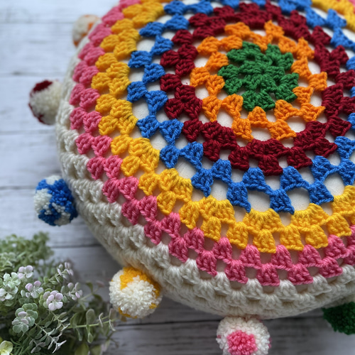 鍵編み 丸型 クッション 直径約50cm NO.11 クッション・クッション