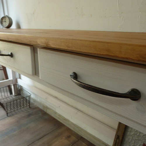 ワークデスク 作業台 長机 引出し4杯 アンティーク テーブル170