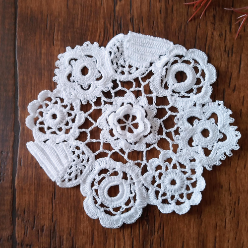 アイリッシュクロッシェレースのミニドイリー その他インテリア雑貨 白