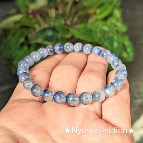 希少! 高品質 デュモルチェライトインクォーツブレスレット 6.5mm