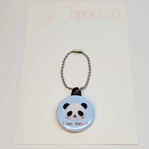 ストラップorキーホルダー〉パンダ 32㎜サイズ 携帯ストラップ green