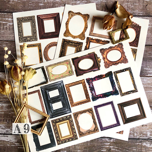 送料無料【A9 コラージュ素材】紙モノ 額 フレーム ジャーナル レトロ