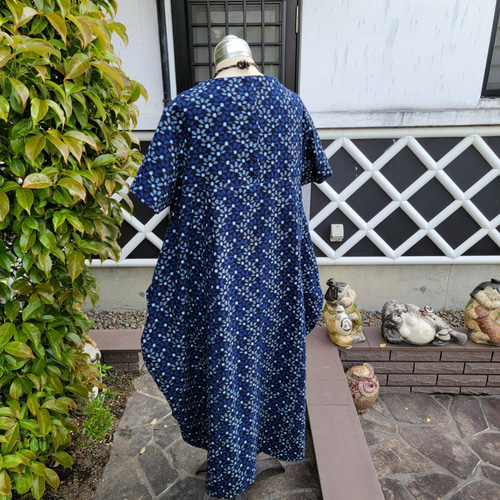 着物リメイク 古布 手作り かわいい柄 久留米絣 ワンピース ワンピース