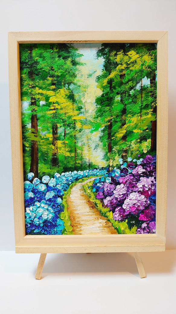 油絵 絵画 紫陽花畑の道 絵画 HR 通販 13995115｜Creema(クリーマ
