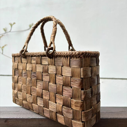 胡桃 胡桃籠バッグ くるみかごバッグ 市松編み 内布あり かごバッグ