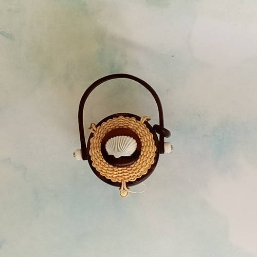 蓋付きミニナンタケットバスケット（黒檀）1インチ ペンダントトップ