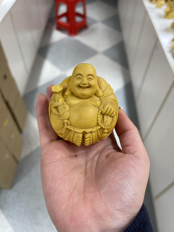 極上品 布袋様 七福神 置物 木彫仏像 仏教美術品 彫刻 美桜 通販