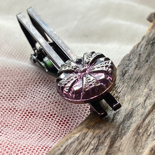 アメジスト色の王冠ネクタイピン/ チェコ ガラス タイピン・カフス