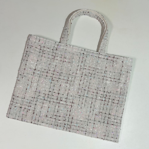 ツイードバッグ ホワイト 白 サブバッグ フォーマル A4 保護者レッスン