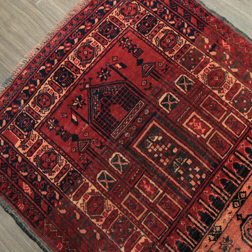 アンティーク ミフラブデザイン オールド手織り絨毯 アフガニスタン