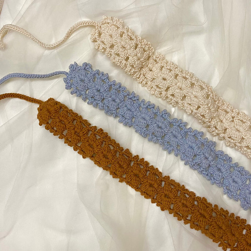 乙女の和風森風レースかぎ針編みカチューシャ_N004 ヘアバンド