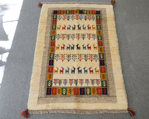 75×54cm ペルシャ絨毯 手織り ギャッベ アマレ族 ギャベ ペルシャ絨毯