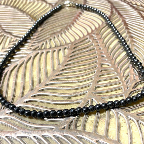 天然石 ヘマタイト磁気ネックレス【天然石 】 Hematite 二重にして
