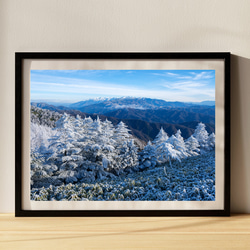 富士見台高原の霧氷と中央アルプスの山々 インテリアアートポスター