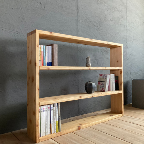 シンプルな桧無垢材の本棚】マンガ｜文庫本｜単行本｜本棚｜棚 本棚