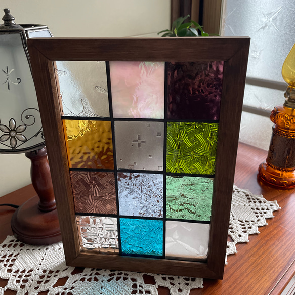 ステンドグラス パネル 大正ロマン 格子戸 その他インテリア雑貨