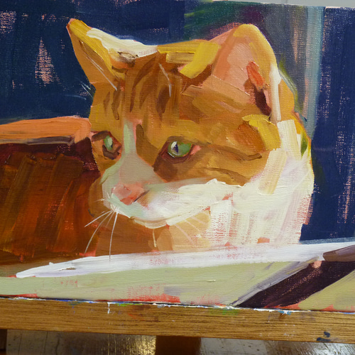 猫」油絵 油彩 キャンバスF4号 33cm✖️24cm 額無し 絵画 isoppu 通販